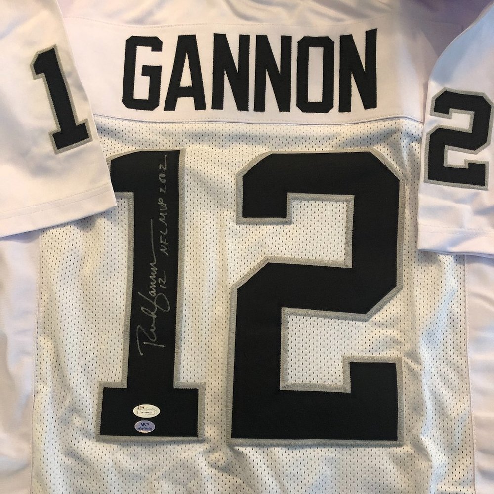 SIGNED RICH GANNON OAKLAND RAIDERS #12 RARE WHITE JERSEY w/Authentication size L